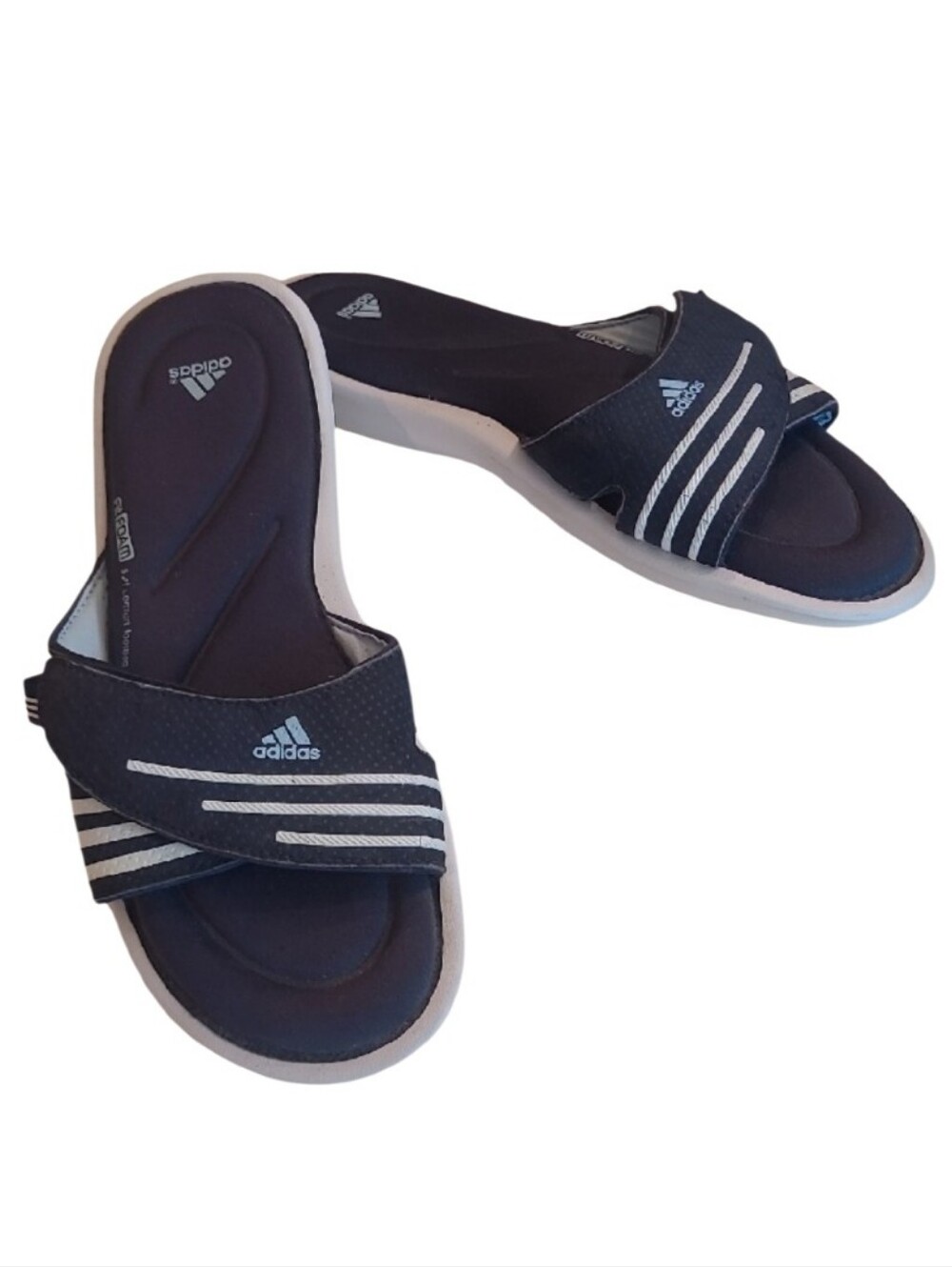 Adidas Slip On Slides Adjustable Open Toe Comfort Foam Bed Rubber Sole Sandal